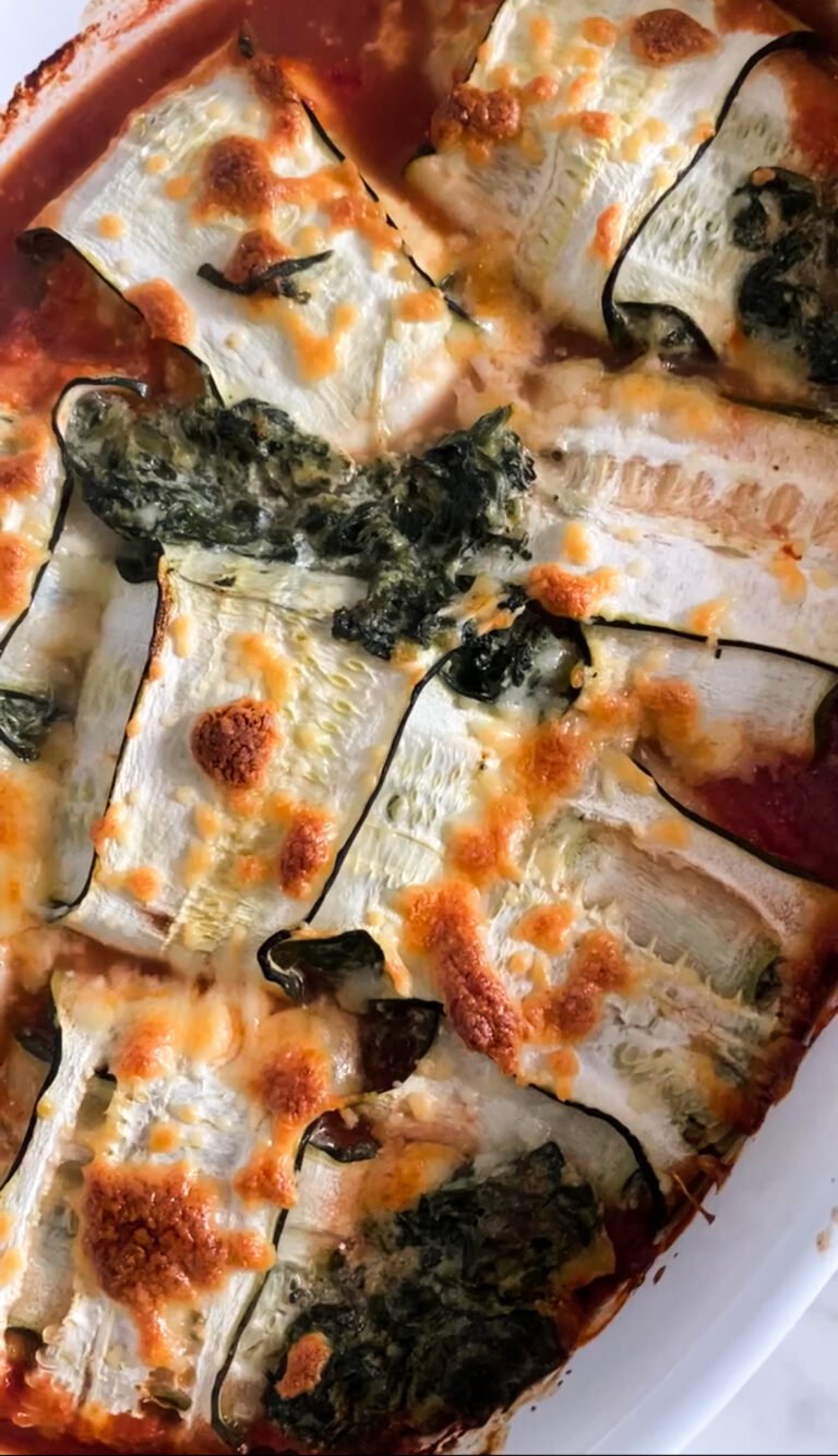 Raviolis de calabacín con espinacas y ricotta